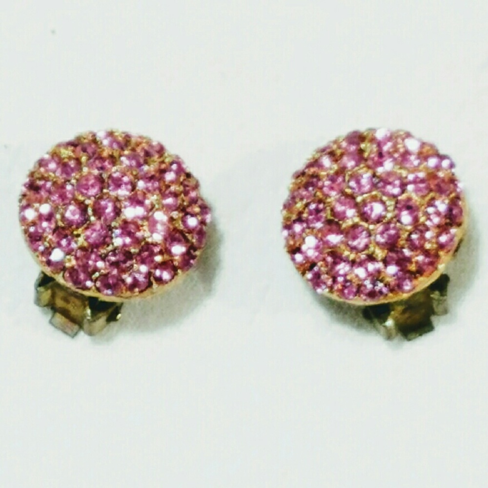 Vintage Barbie Pink Rhinestone Cluster Earrings
